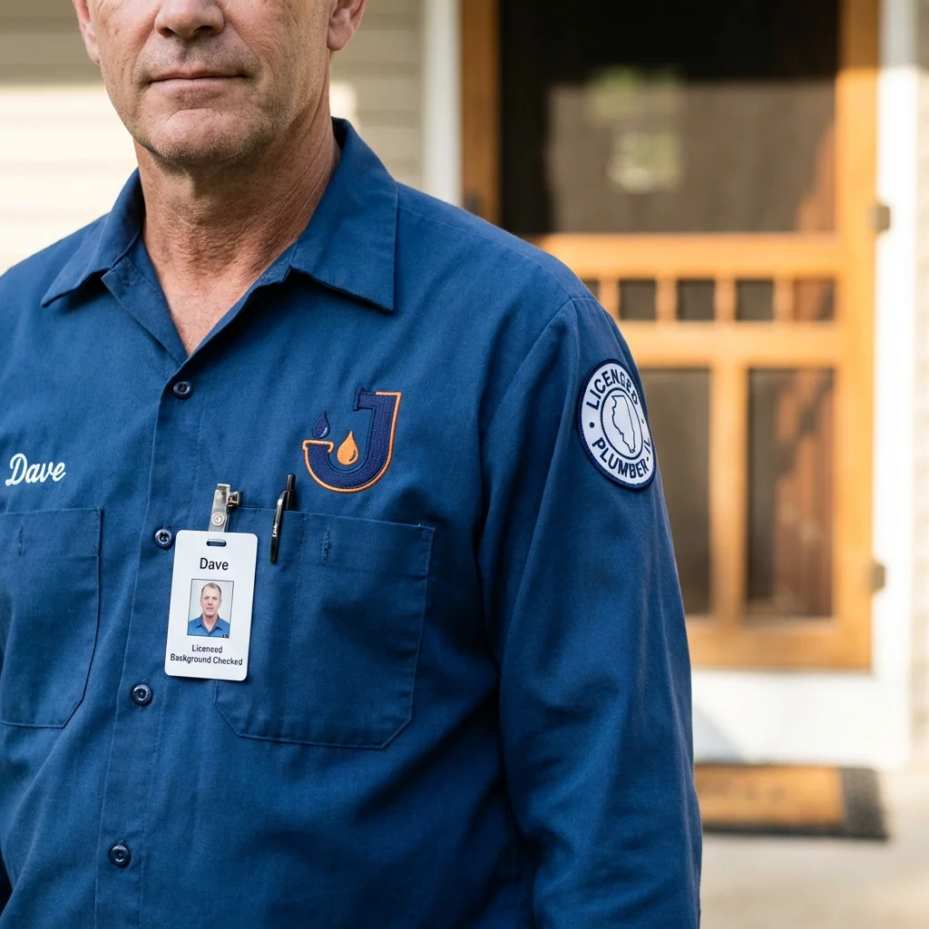 Licensed plumber showing ID badge in Yamhill, OR