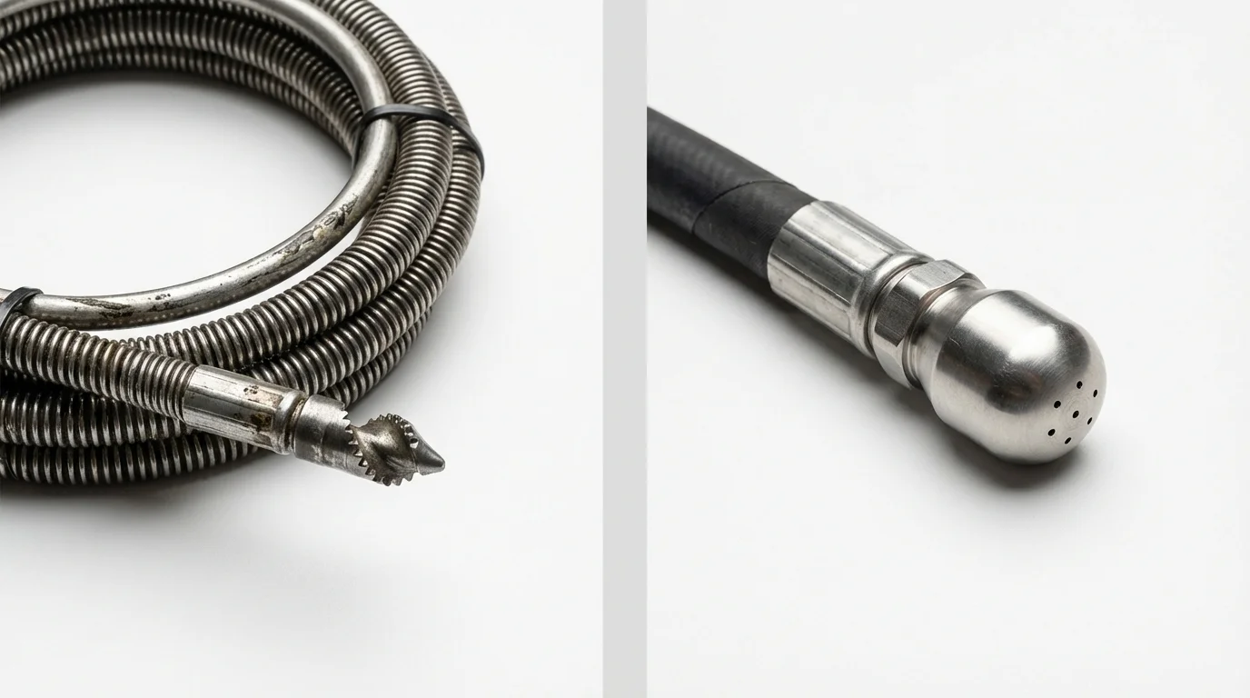Drain snake cable and hydro jetting nozzle used for drain cleaning in Yamhill, OR