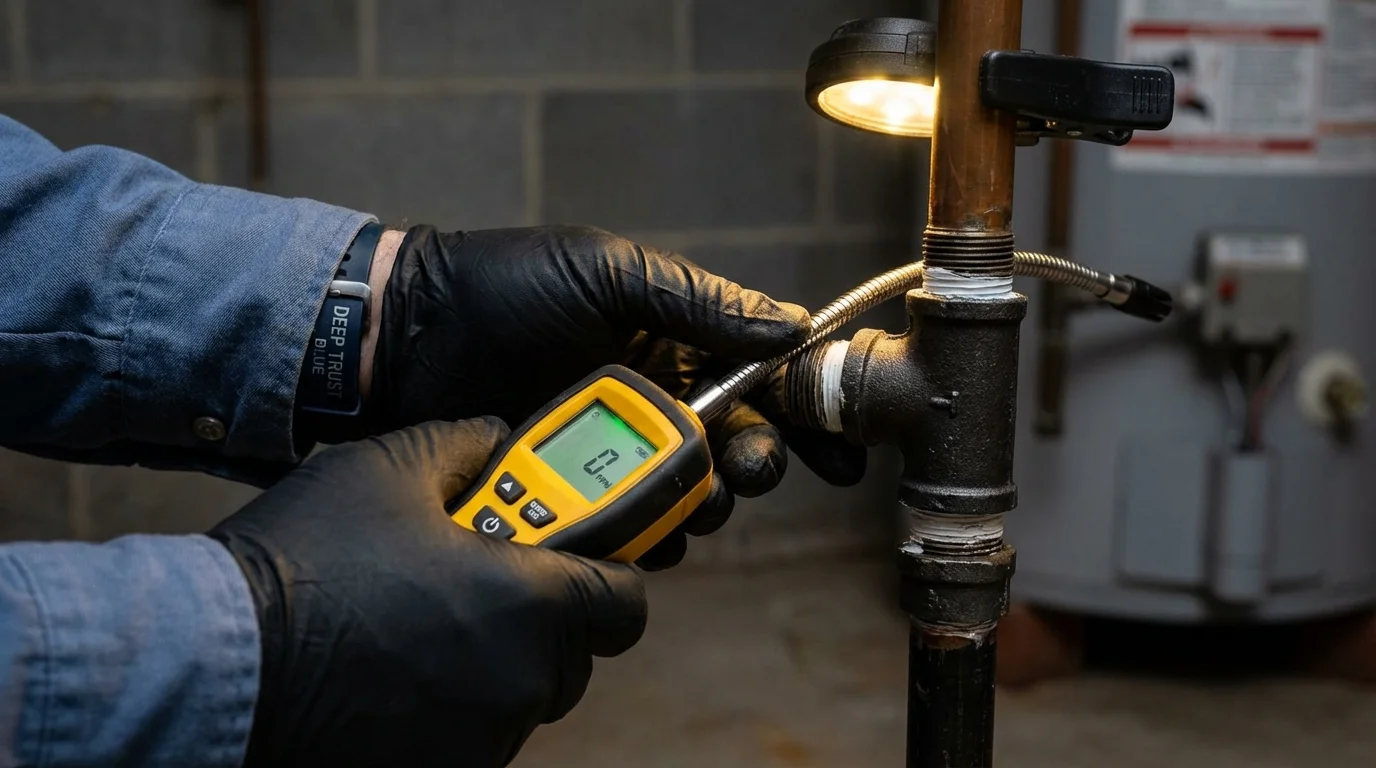 Gas leak detection with electronic sniffer by Johns Plumbing LLC in Yamhill