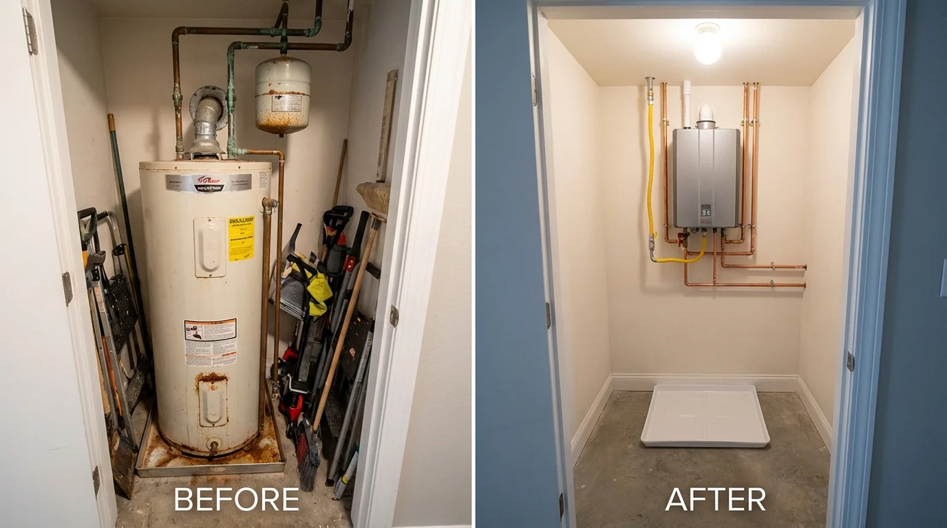 Tank water heater versus wall-mounted tankless unit comparison for Yamhill, OR homeowners