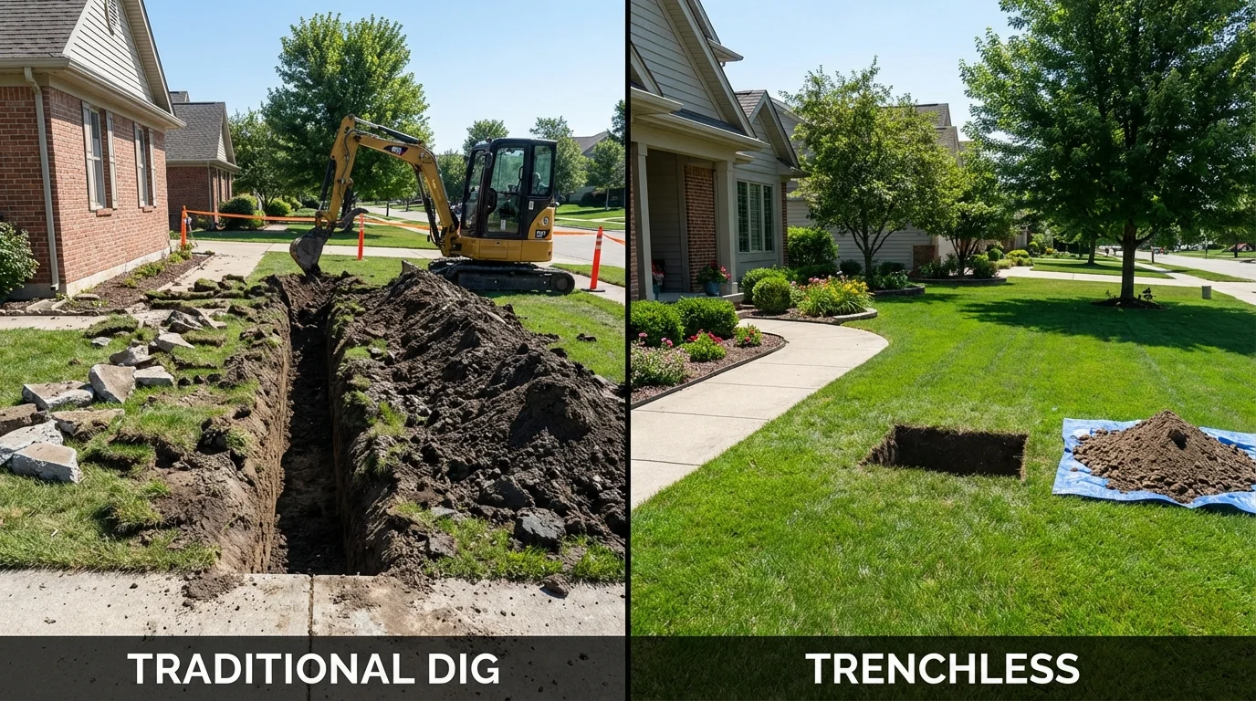 Trenchless sewer repair with minimal yard damage versus traditional excavation in Yamhill, OR